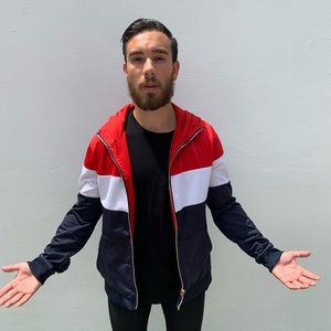 Forever 21 Red White and Blue Zipped Hoodie Medium